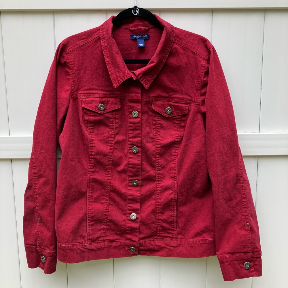 Bandolino Red Denim Jacket Womens Size Large